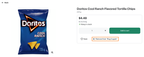 Shows an item tile for a chip product, including the product name, pricing details, and stock levels. The Remove from Buy it again option is annotated.