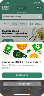 Shows a message to confirm that the customer claimed the offer.