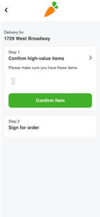 The image shows the item confirmation screen with one item.