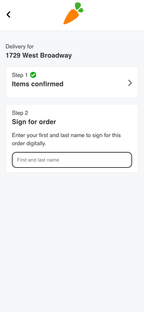The image shows the sign for order screen.