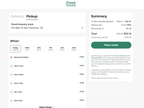 Shows a completed checkout page with the Place an order button active.
