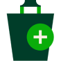 Shows a bag of groceries with an add icon.