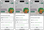 Shows a Fresh Grocery shopping interface with options to choose delivery time and address, pickup location, or in-store shopping hours, accompanied by a save button.