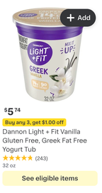 Shows an item tile with a Buy any 3, get $1.00 off reward.