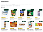 Shows a digital coupons page with a list of coupons, including the coupon name, description, discount value, and expiration date.