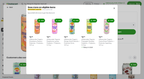 Shows a "Save more on eligible items" modal with a "Spend $25, save $5" promotion. Five wildwonder sparkling drinks are displayed at $3.49 each with an Add button.