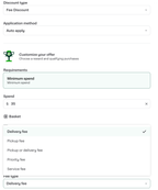 Shows the free delivery from when Fee Discount is selected as a Discount type.