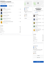 Shows an example of a pickup order in the Shopping in progress status on desktop and mobile browsers.