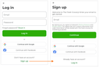 Shows the sign in form and the sign up form. The sign up form contains an email field.