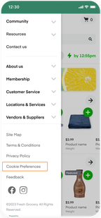Shows a link named 'Cookie preferences' in the main menu.