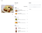 Shows an Aussie Pub Lunch with customizable meal options (protein, side, and drink) priced at $25.00 with an Add to Cart button.