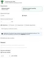 Shows minimum product quantity with weight selected.