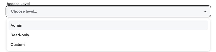 Access Level dropdown