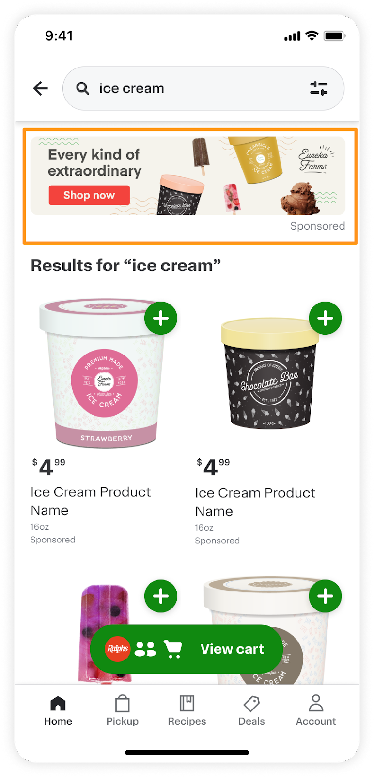 Mobile and desktop display ad examples showing ice cream products with banner ads