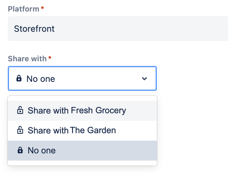 shows the Share with field when creating a ticket