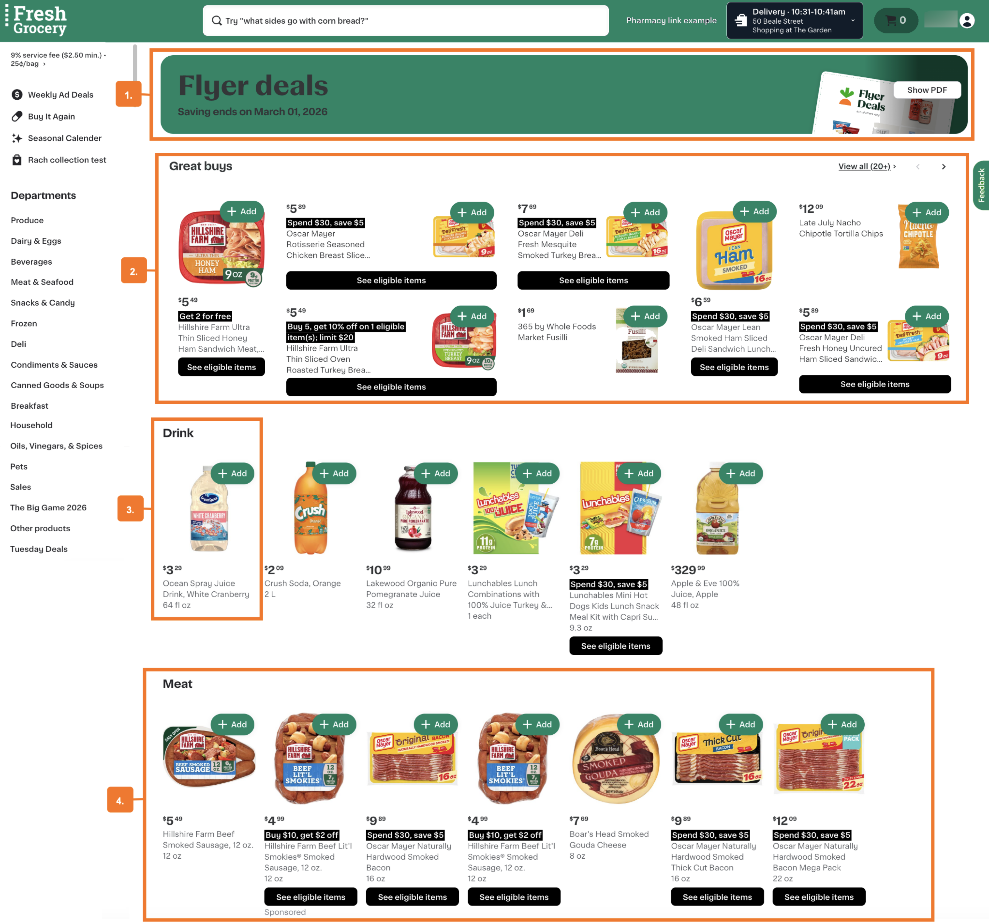 Shows a digital flyer page