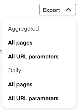 Shows the page export data option