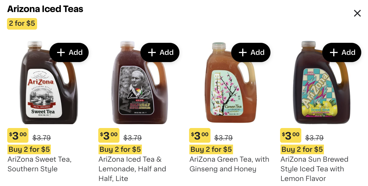 Shows an example of a promotion as displayed to customers on a weekly flyer.
