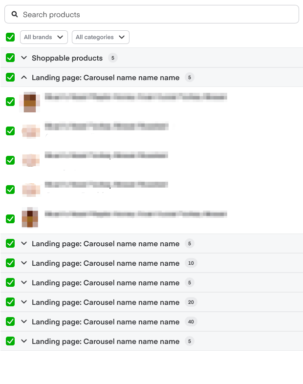 Shows how pop-up window groups products