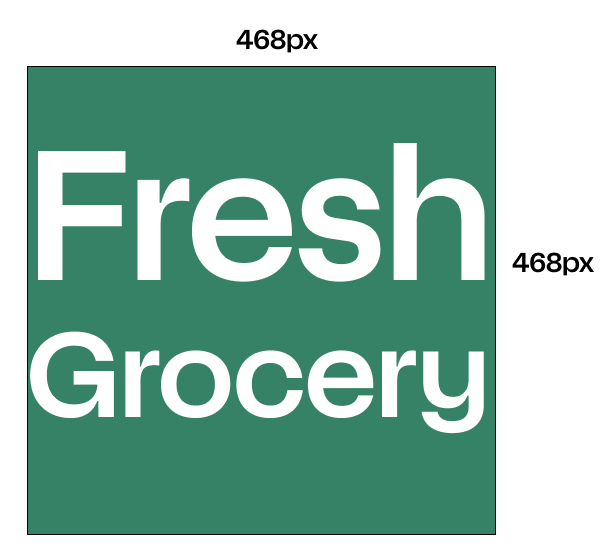 Shows a logo with the words &quot;Fresh Grocery&quot;, which starts from the left margin and spans across to the edge of the right margin.