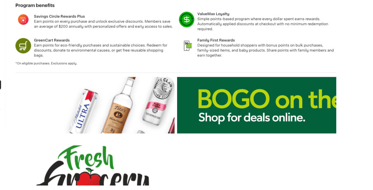 Shows a coupon carousel added to the loyalty program page below the program benefits section.