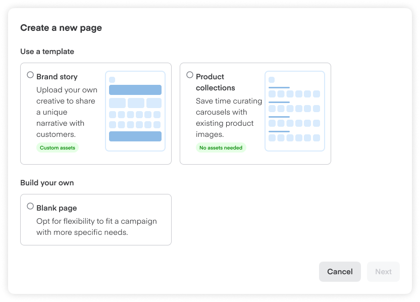Shows page template options