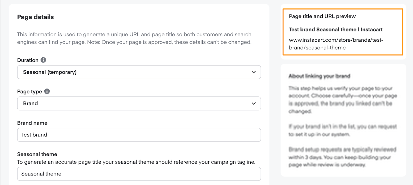 Shows the page title and URL
