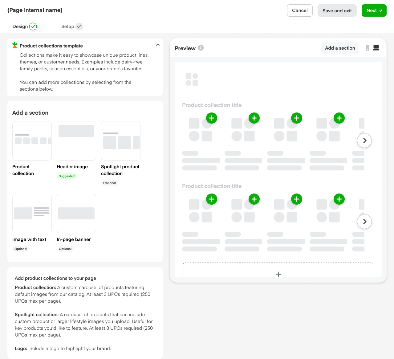 Shows a product collection