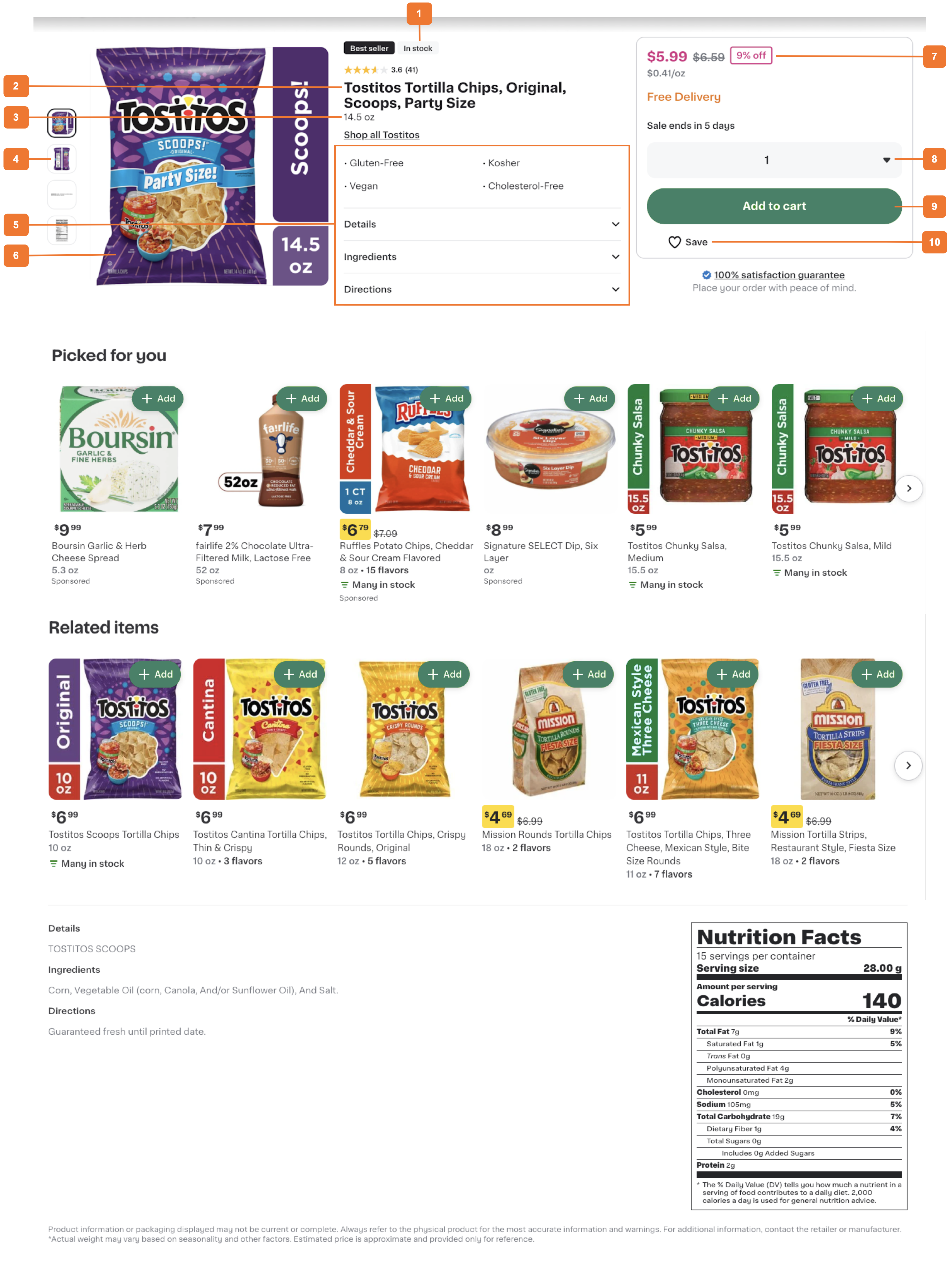 Shows an example of the product details page.