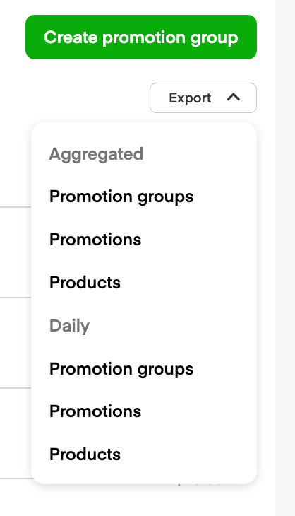 Shows the export data option