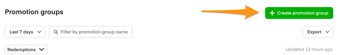 Shows create promotion group button