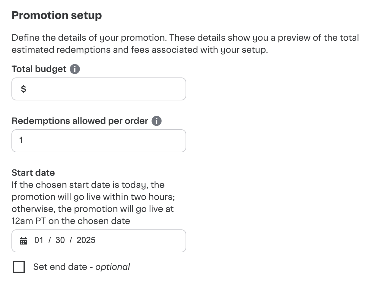Shows promotion setup
