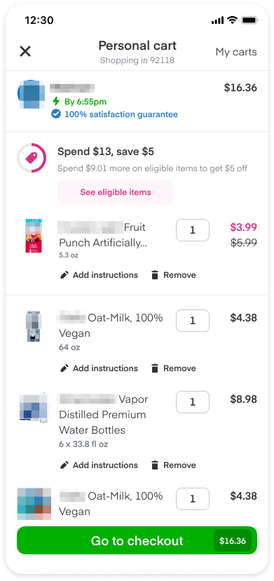 Shows how spend promo looks to customers