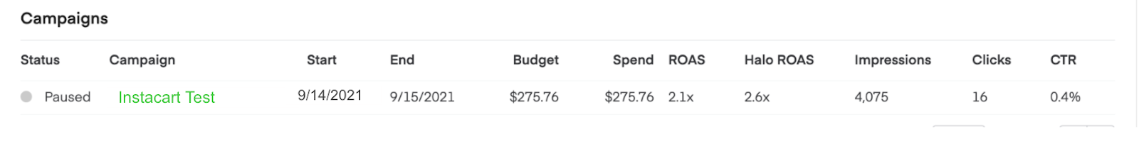 Shows how to select campaign from the list