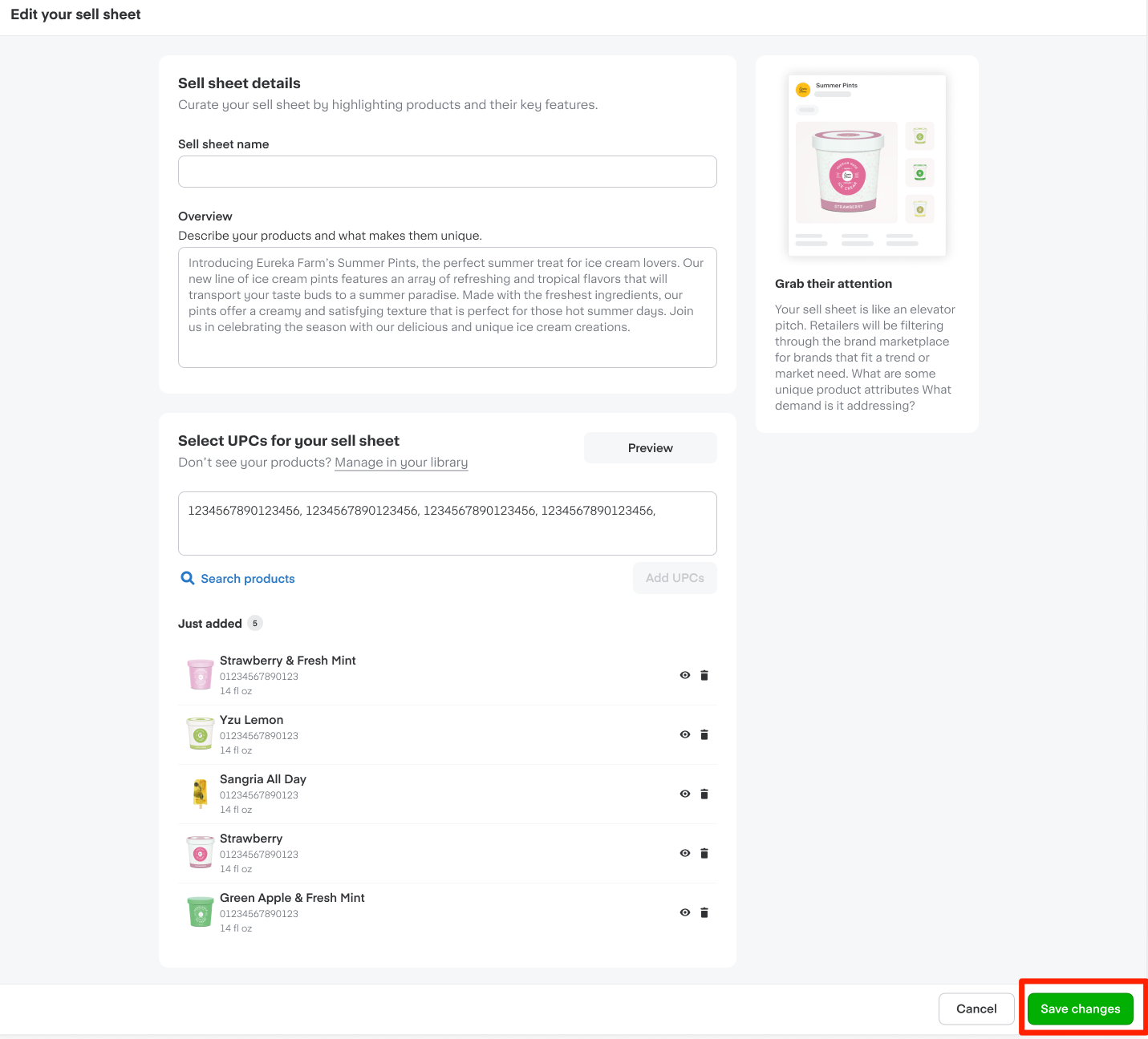 Shows save changes button