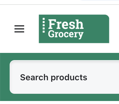 Shows: Fresh Grocery header with a Side navigation toggle and a Search products field.