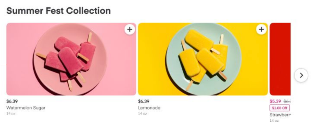 Shows a spotlight product collection