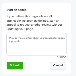 Shows submit button in start appeal modal